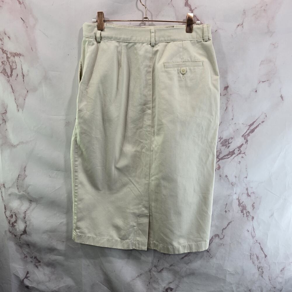 LL Bean Skirt Womens 4 Cream Off White Utility Khaki Chino Safari Ranger Knee